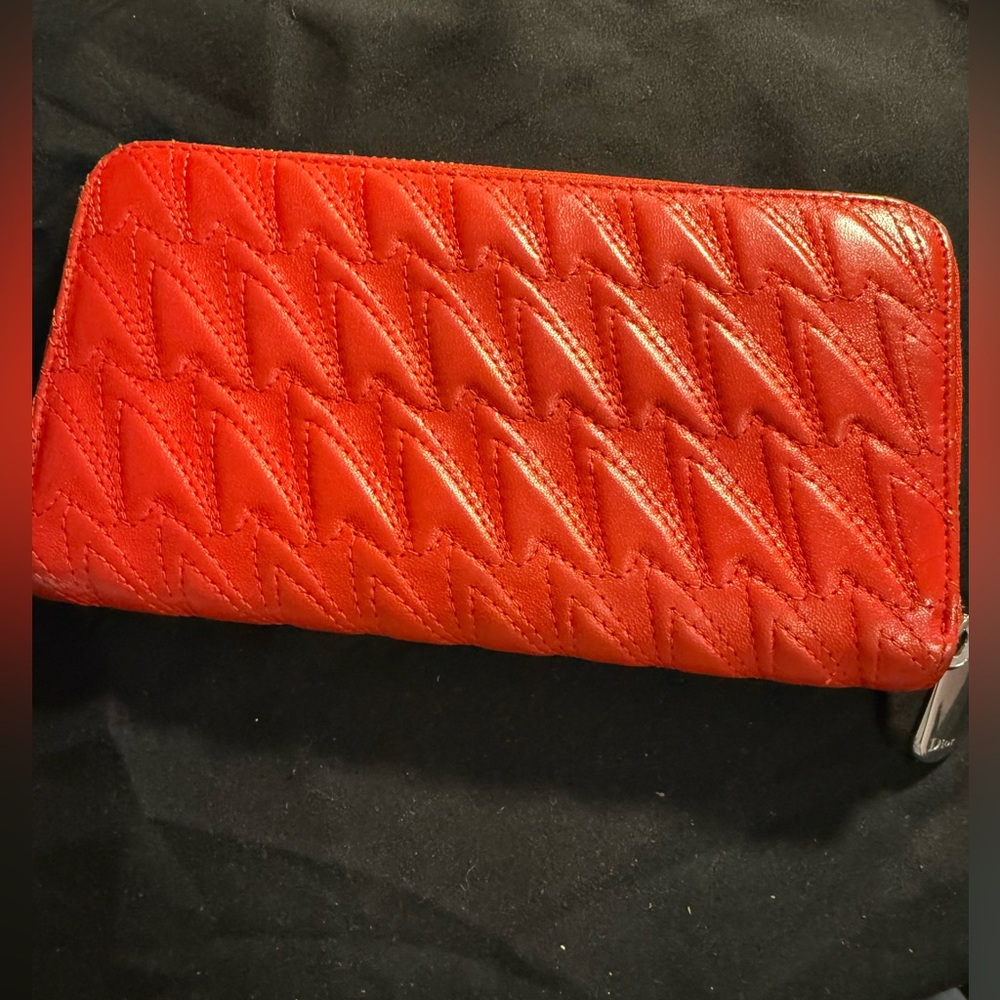 Christian Dior Red Quilted Women's Wallet